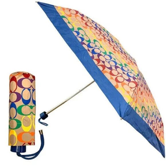 Coach Accessories - NEW Coach Uv Protection Mini Umbrella In Rainbow Signature